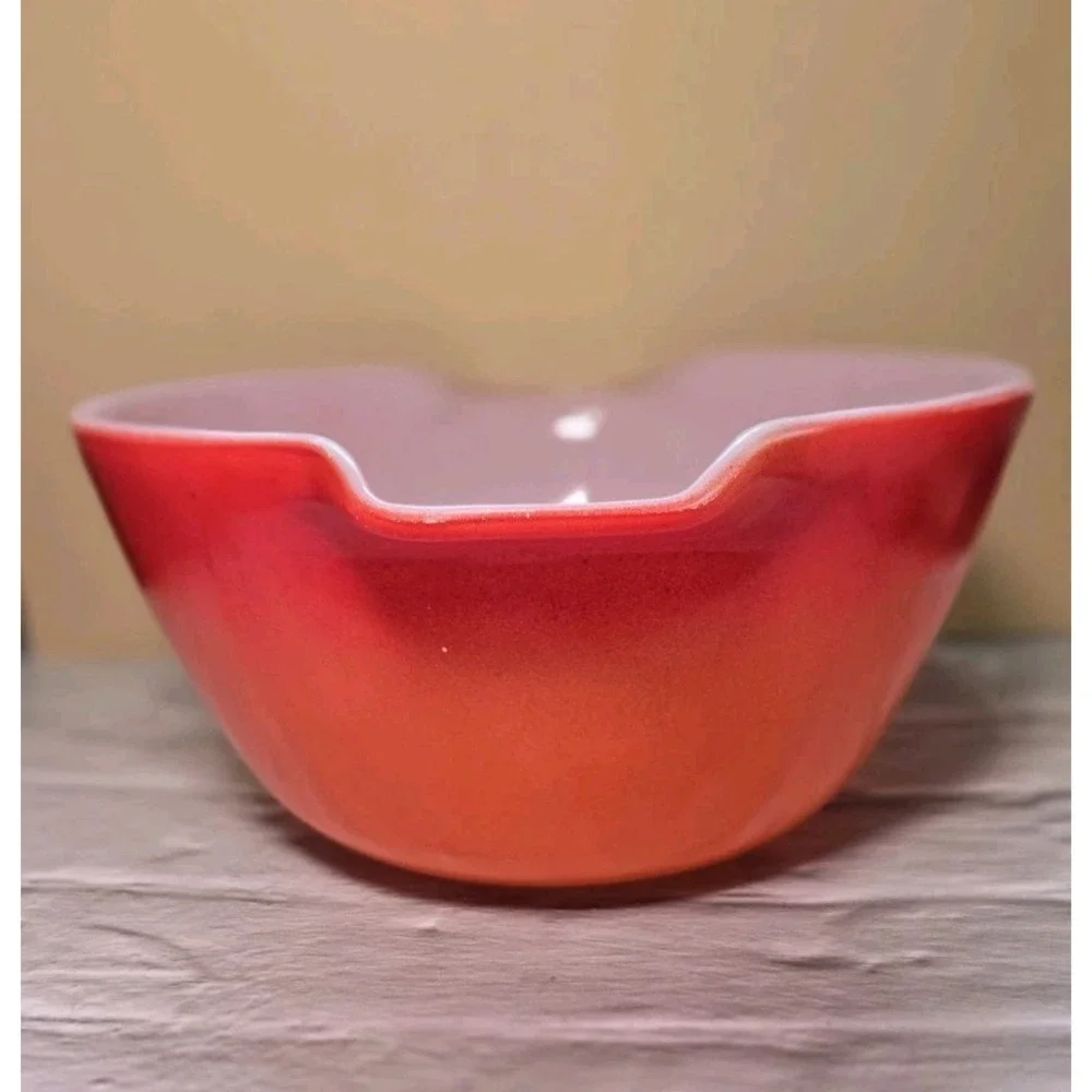 Anchor Hocking Fire King Ware Cinderella Orange Ombre Bowl With Handles 1.5...
